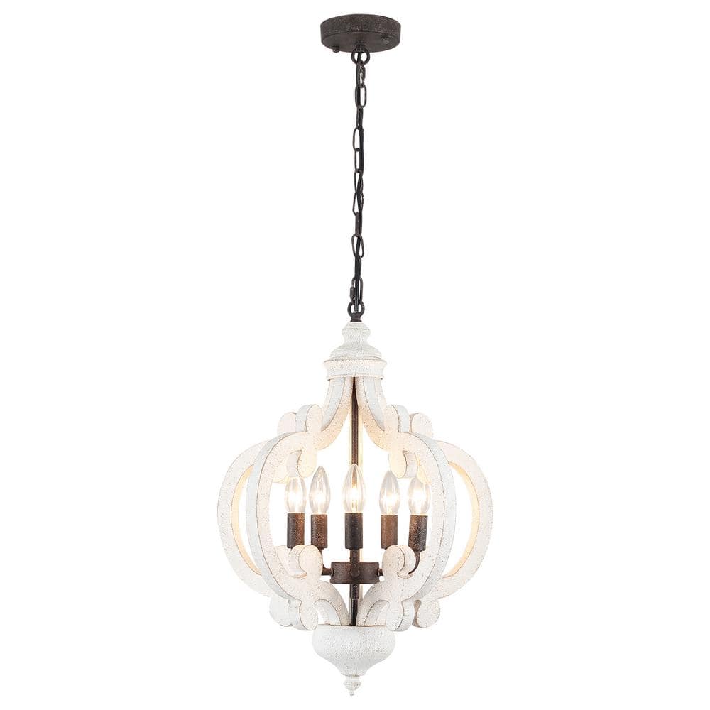 5-Light Antique Black Cottage Chandelier Hanging Ceiling Lamp for Kitchen I