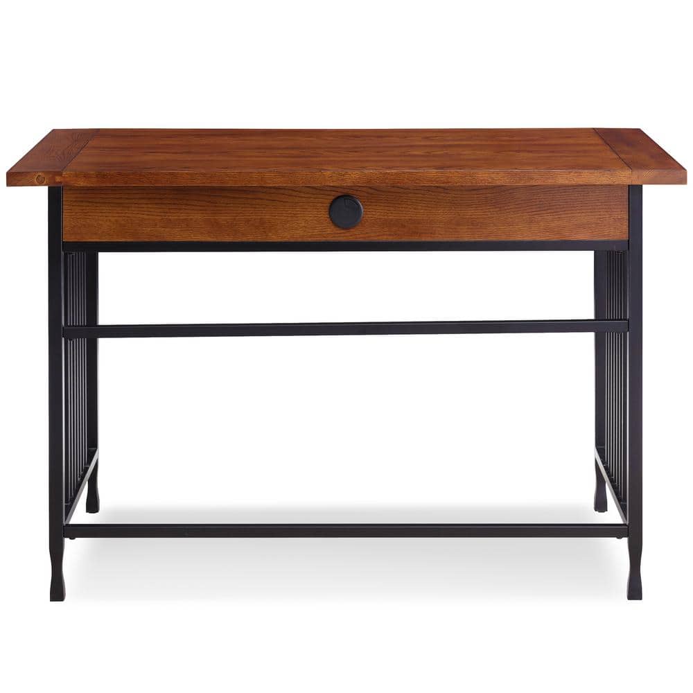 Ironcraft Mission Oak Computer Desk with Matte Black Frame