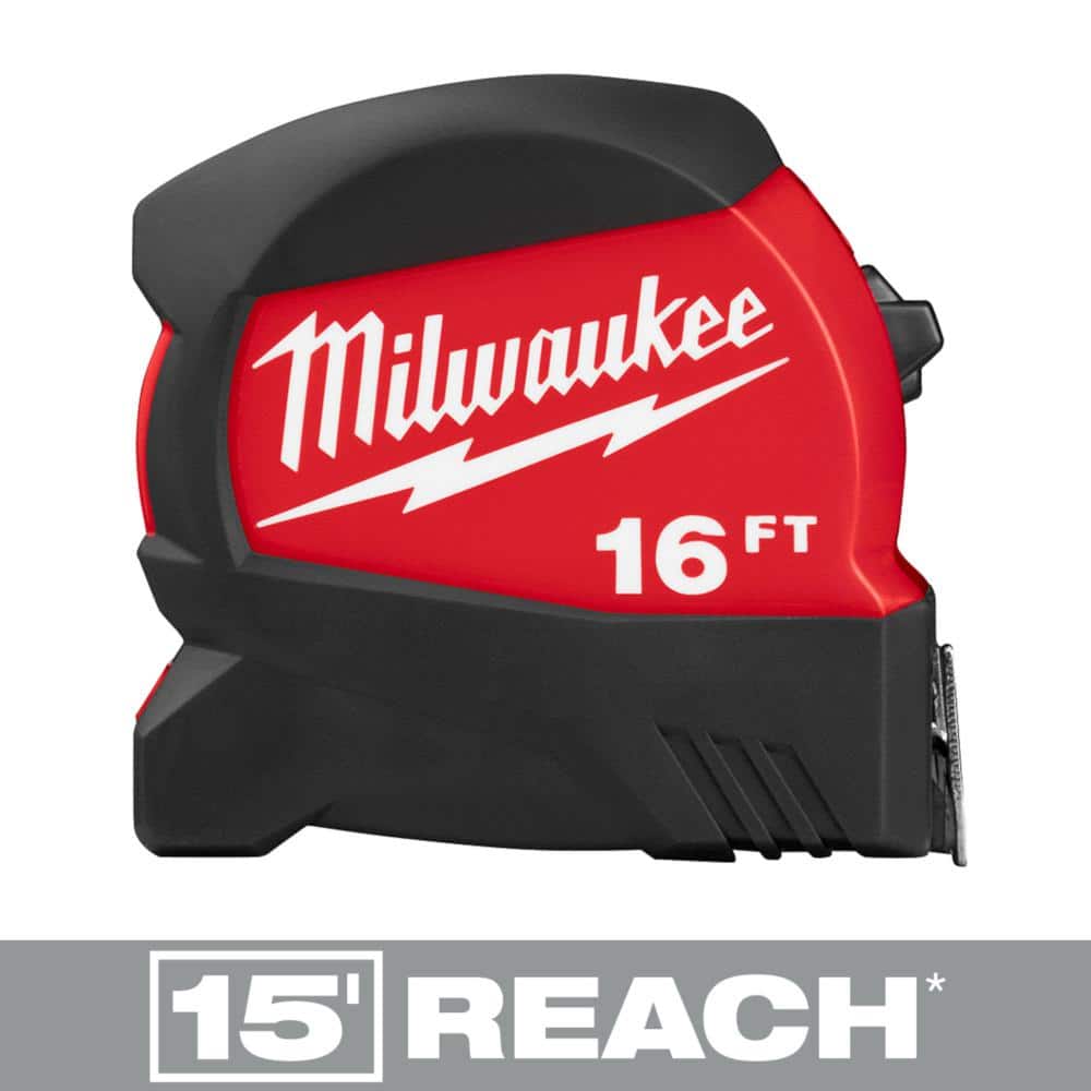 927161-3 Milwaukee Tape Measure: 16 ft. Blade L, 25 mm Blade W,  in/ft/Fractional, Closed, Steel