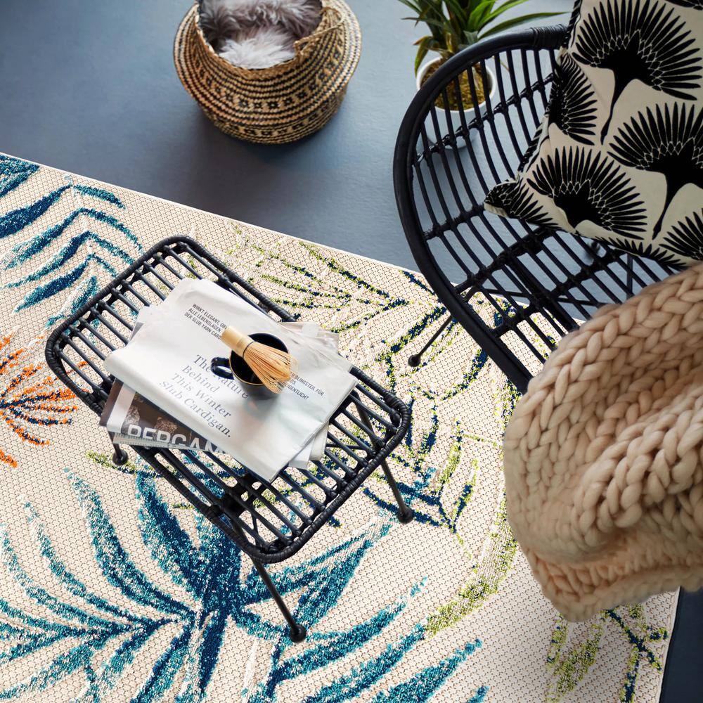 Bahama Palm Frond Floral Multicolor Synthetic 5' x 7' Indoor/Outdoor Area Rug