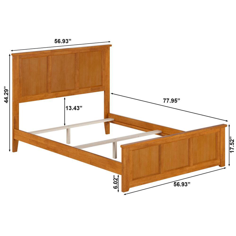 Madison Light Toffee Full Wood Frame Bed with Headboard and Drawer