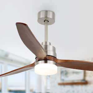 52 in. Indoor Sliver Classical Ceiling fan with LED Light and Remote, Reversible Blades