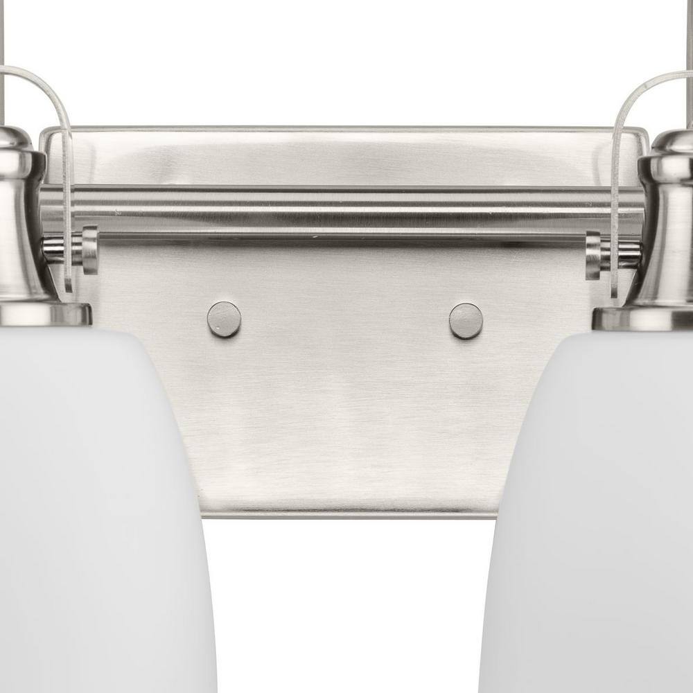 Preston Brushed Nickel 2-Light Bath Vanity with Opal Glass Shades