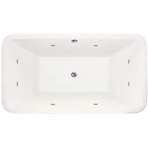 Hydro Systems Natasha 66 in. x 36 in. Acrylic Rectangular Drop-In Whirlpool Bathtub with Center Drain in White