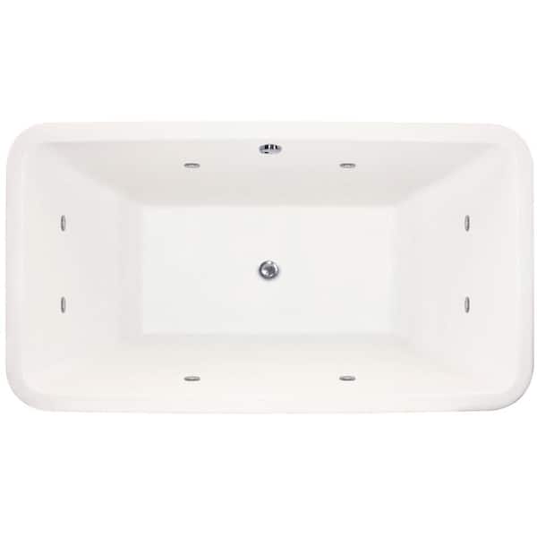 Hydro Systems Natasha 70 in. W. x 36 in. Acrylic Rectangular Drop-In Air Bathtub with Center Drain in White