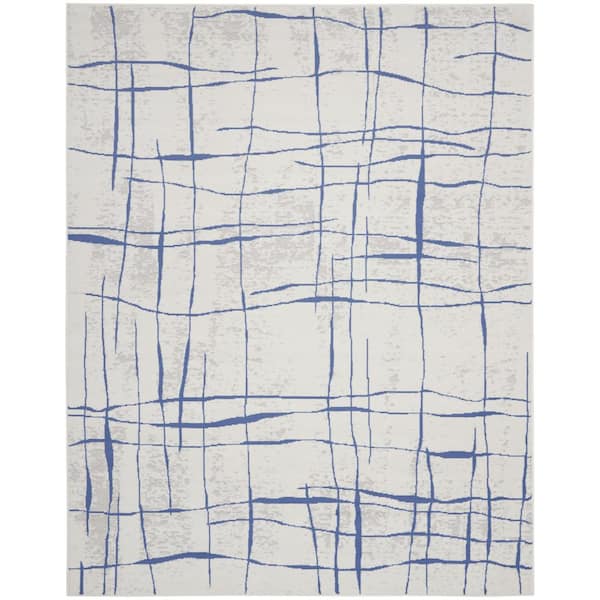 8 ft. x 12 ft. Blue Abstract Washable Area Rug