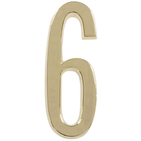 Distinctions 4 in. Brass Plated Number 6