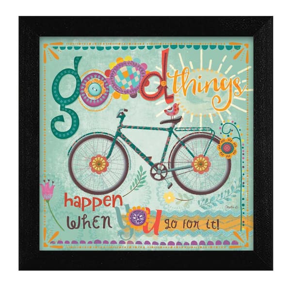 HomeRoots Charlie Good Things Happen 1-Piece Framed Wall Art 14 in. x 14 in.