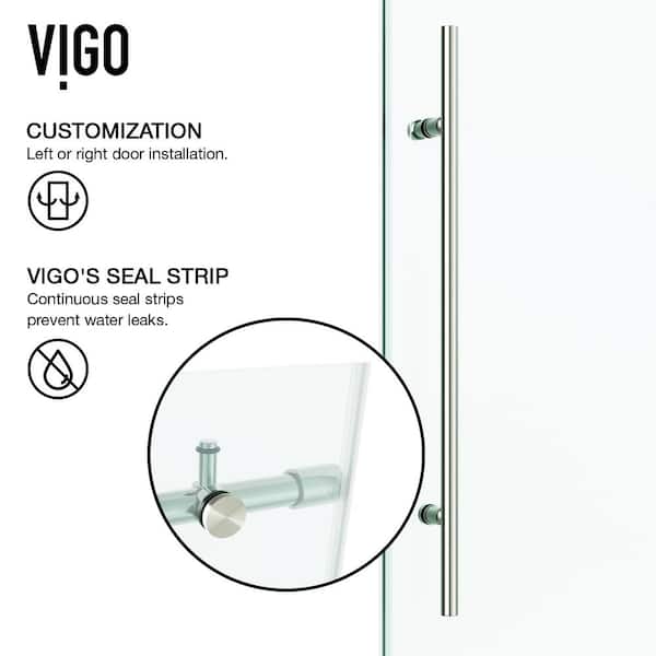 Elan E-Class 44 to 48 in. W x 76 in. H Sliding Frameless Shower Door in Stainless Steel with 3/8 in. (10mm) Clear Glass