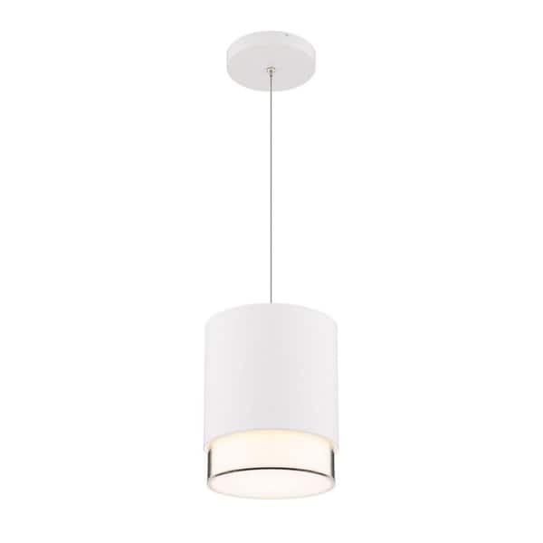Cloak 9 in. White Mini-Pendant Light with Integrated LED Selectable 4CCT 2700K-3000K-3500K-4000K