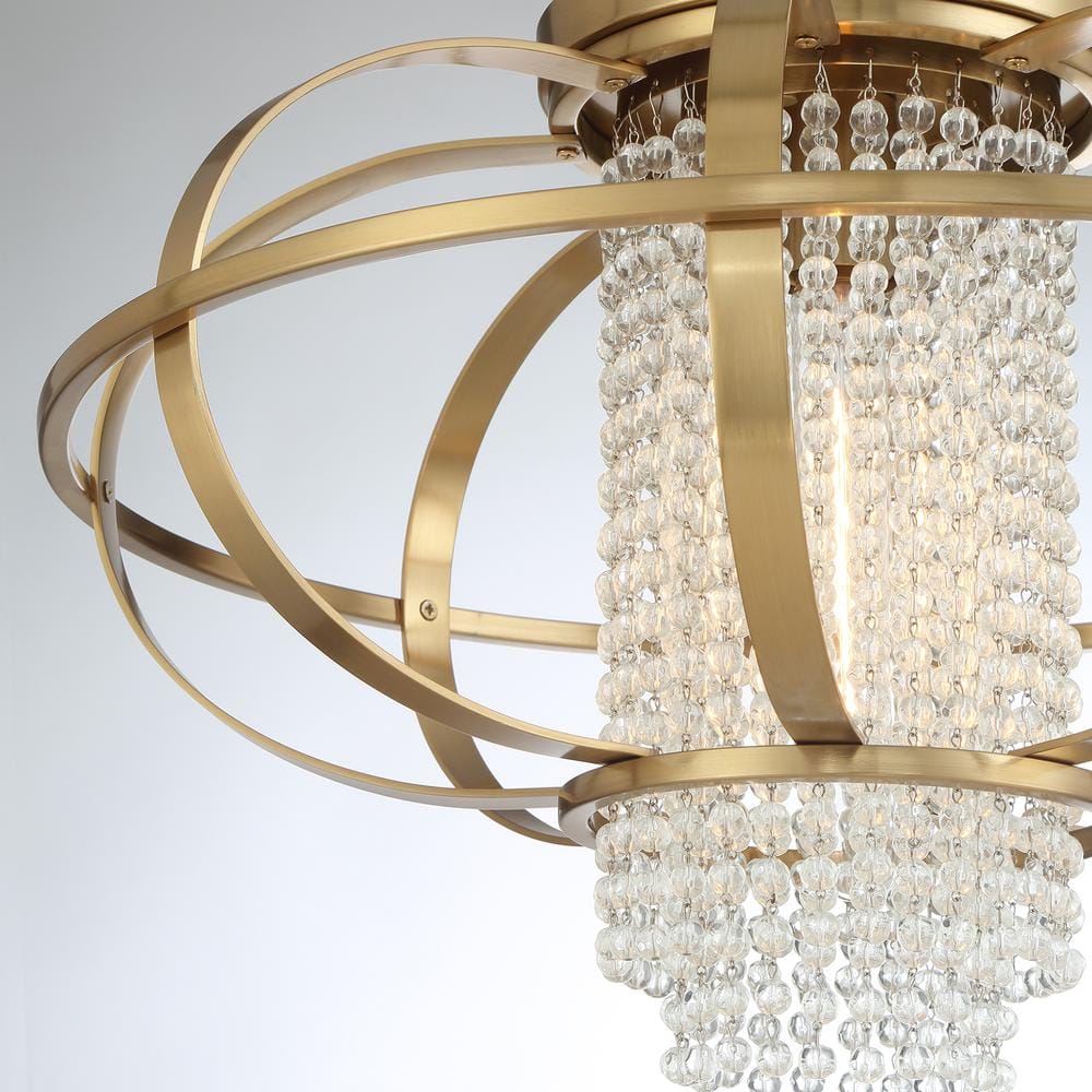 Warm Brass and Crystal 1-Light Flush Mount Ceiling Fixture