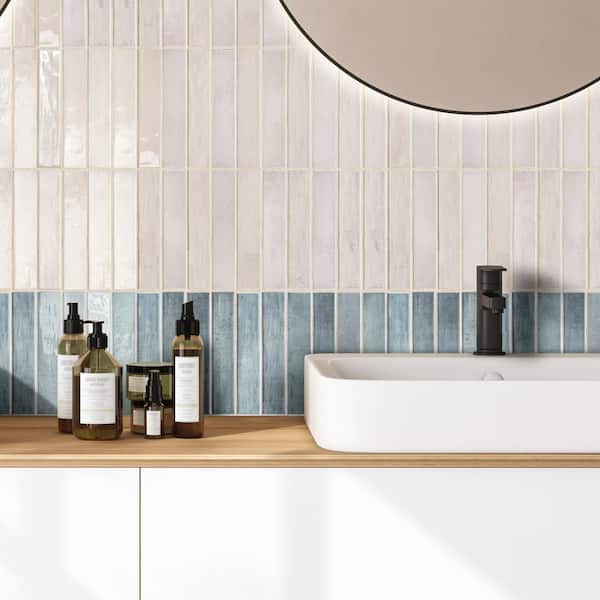Stella Oceano Blue 2 in. x 10 in. Glossy Ceramic Subway Tile (5.16 sq. ft./Case)