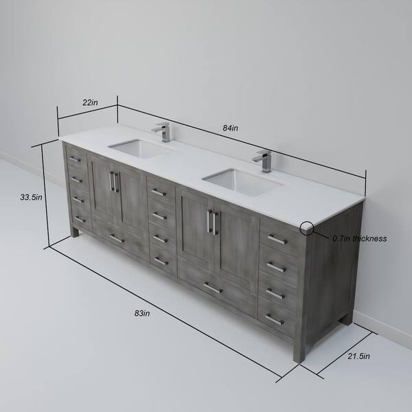 Lexora Jacques 84 in. W x 22 in. D Distressed Grey Bath