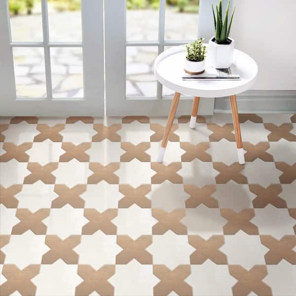 Argile Star Bianco with Cotto Cross 7 in. x 14 in. Porcelain Floor and Wall Tile (0.72 sq. ft./Case)