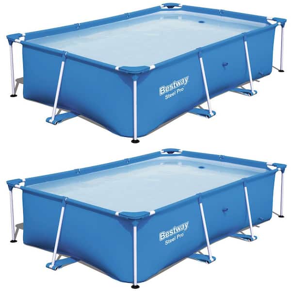 Bestway 8.5 ft. x 5.6 ft. x 2 ft. Rectangular Metal Frame Pool (2-Pack)