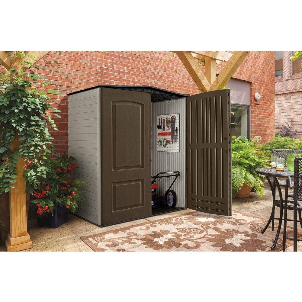 Rubbermaid 4 ft. 4 in. W x 6 ft. 5 in. H x 4 ft. 7 in. D Medium Vertical Resin  Shed 1967673 - The Home Depot