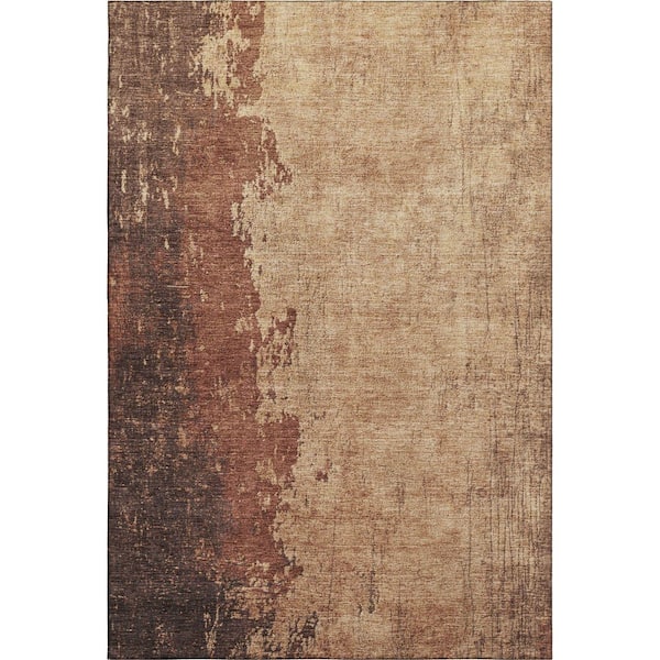 Mayfield Premium Machine Washable Abstract AMF1904 Paprika 9 ft. x 12 ft. Area Rug