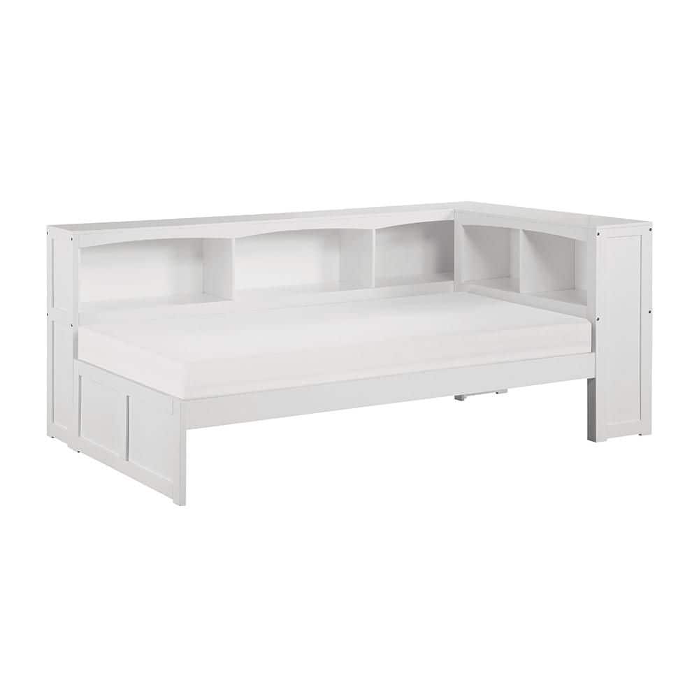 Trill White Finish Wood Frame Twin Bookcase Corner Platform Bed price history on PriceWatchPro