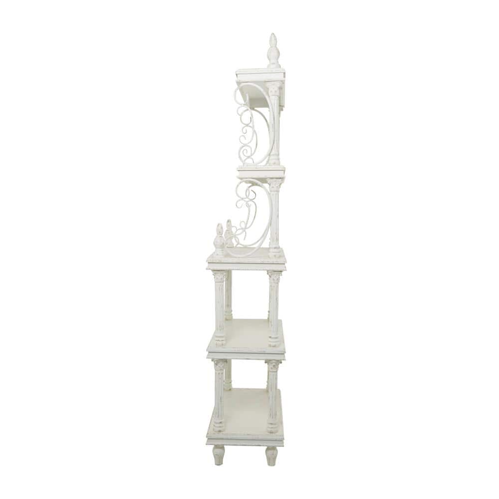 Litton Lane  86 in. x 32 in. White Wood Country Cottage 5 Shelf Accent Shelving Unit - 3