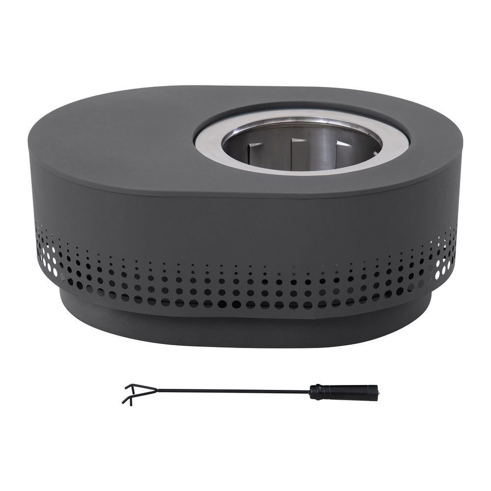 38 in. Grey Steel Wood Burning Outdoor Smokeless Fire Pit with PVC Cover, Removable Ash Pan and Fire Poker price history on PriceWatchPro
