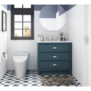 36 in. W x 22 in. D x 35 in. H Single Sink Freestanding Bath Vanity in Antique Blue with White Engineered Stone Top