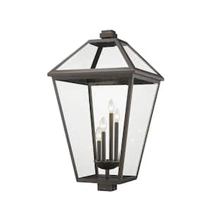 Talbot 4-Light Oil Rubbed Bronze Stainless Steel Hardwired Outdoor Weather Resistant Post-Light with No Bulbs Included
