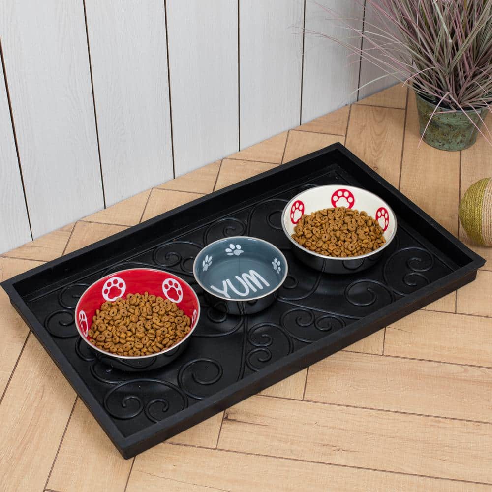 Natural Tan and Black Coir Outdoor Boot Tray