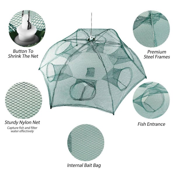 cenadinz Fishing Trap Net Portable Folded Fishing Bait Trap Shrimp Minnow  Crab Bait Net H-D0102HP3FTY - The Home Depot