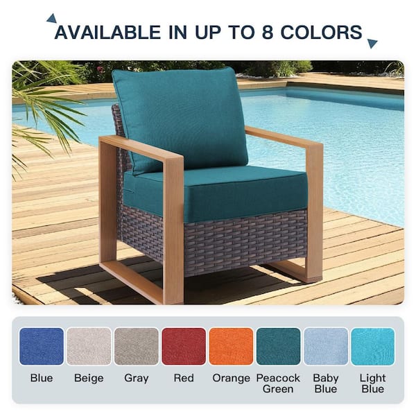 PlushCore 22 in. x 24 in. x 6 in. 4-Piece Deep Seating Outdoor Dining Chair Thick Cushion Set in Peacock Green (2-Set)