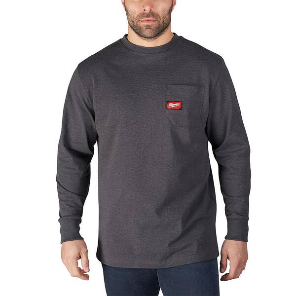 Milwaukee Men's 3X-Large Gray Heavy Duty Cotton/Polyester Long-Sleeve ...