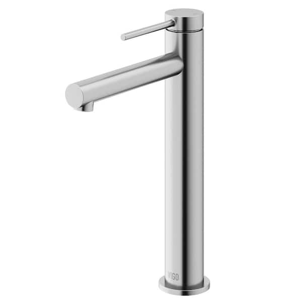 VIGO Jewel 11 in. Single-Hole Single Handle Vessel Sink Faucet in Brushed Nickel
