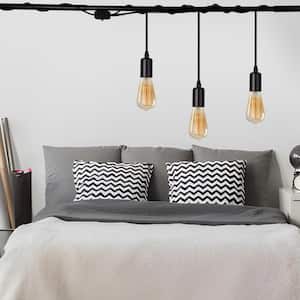 39.37 in. 3-Light Black Plug-In Pendant with ON/OFF Switch, Industrial Hanging Lighting for Kitchen Island Dining Room