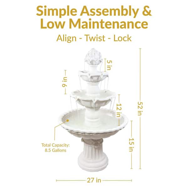 Sunnydaze 52 in. 4-Tier White Water Fountain with Fruit Top FC