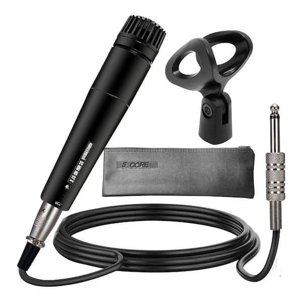 Black Professional Dynamic Vocal Microphone with ON Off Switch/16 ft. Detachable Cable/Clip/Bag (1-Pack)