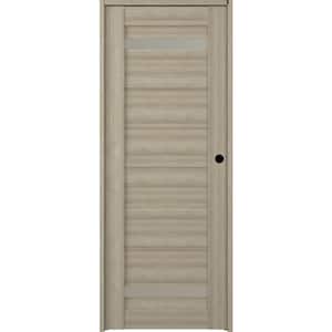 28 in. x 80 in. Perla Left-Hand Solid Core 2-Lite Frosted Glass Shambor Wood Composite Single Prehung Interior Door