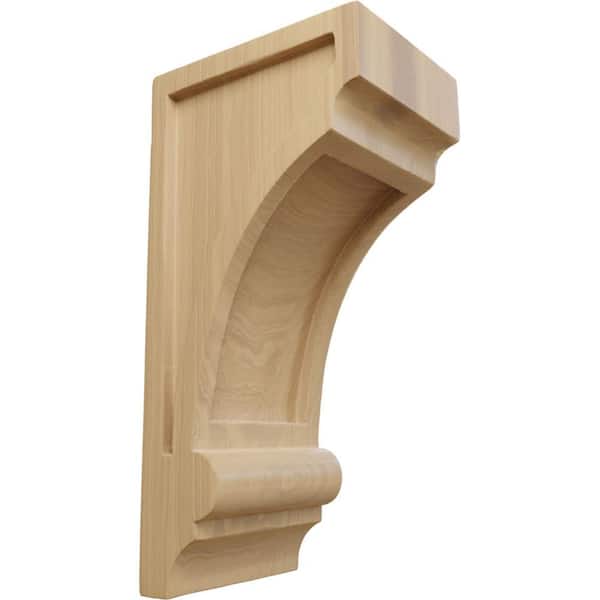 Ekena Millwork 5 in. x 4 in. x 10 in. Unfinished Wood Cherry Diane Recessed Wood Corbel