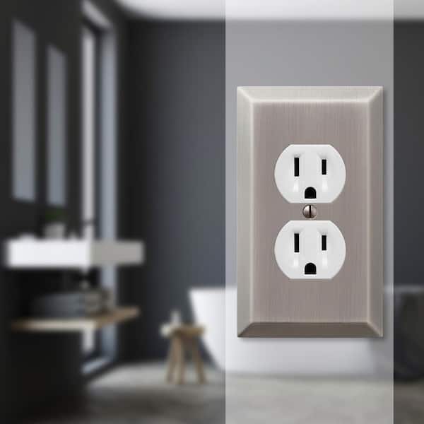 Metallic 1 Gang Duplex Outlet Steel Wall Plate - Antique Nickel