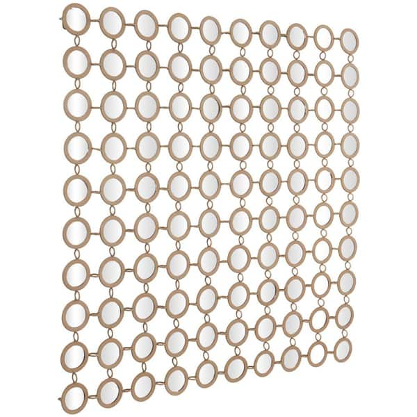 Litton Lane 40 in. x 40 in. Square Framed Gold Geometric Wall Mirror with Grid  Pattern 64109 - The Home Depot