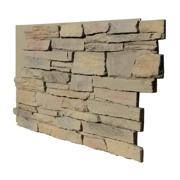TRITAN BP Ledge Stone 48 in. x 24.25 in. Polyurethane Interlocking Siding Panel in Khaki Argile