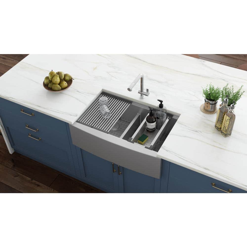 33" Stainless Steel Farmhouse Double Bowl Kitchen Sink