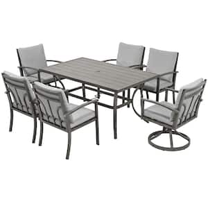 Modique Gray 7-Piece Aluminum Outdoor Dining Set with Gray Cushions
