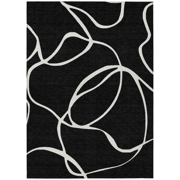 Chantille Machine Washable Indoor/Outdoor Abstract ACN999 Black 2 ft. 6 in. x 3 ft. 10 in. Area Rug