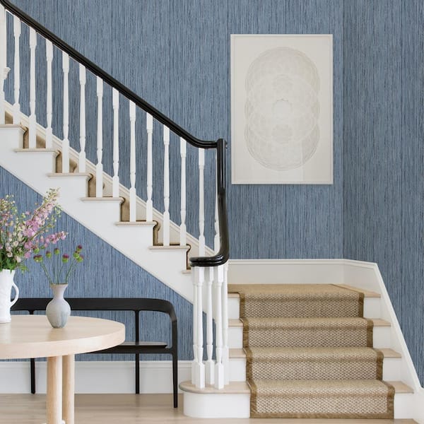 A-Street Prints Justina Indigo Faux Grasscloth Wallpaper 2971-86342 - The  Home Depot