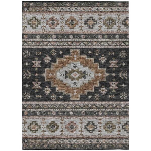 Chantille Machine Washable Indoor/Outdoor Abstract ACN3125 Black 10 ft. x 14 ft. Area Rug