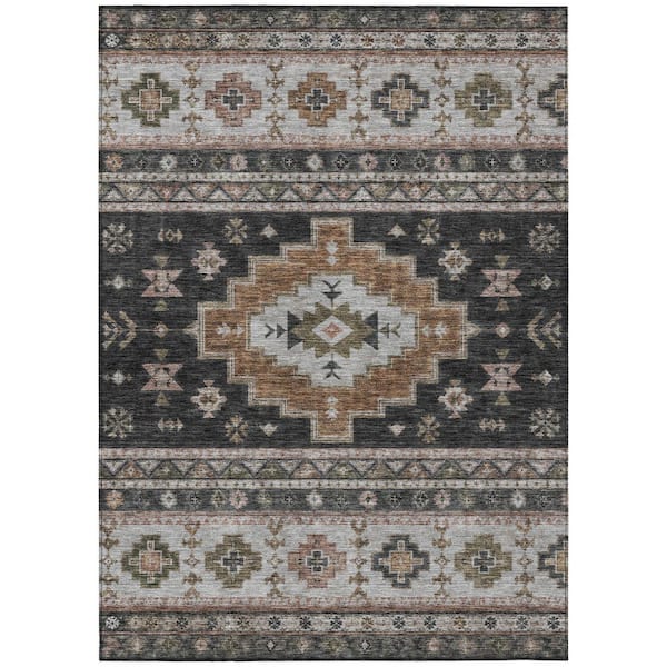 Chantille Machine Washable Indoor/Outdoor Abstract ACN3125 Black 8 ft. x 10 ft. Area Rug