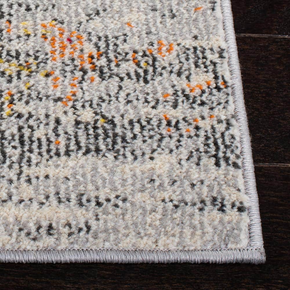 Elegant Grey & Gold Synthetic 10' x 14' Flat Woven Area Rug