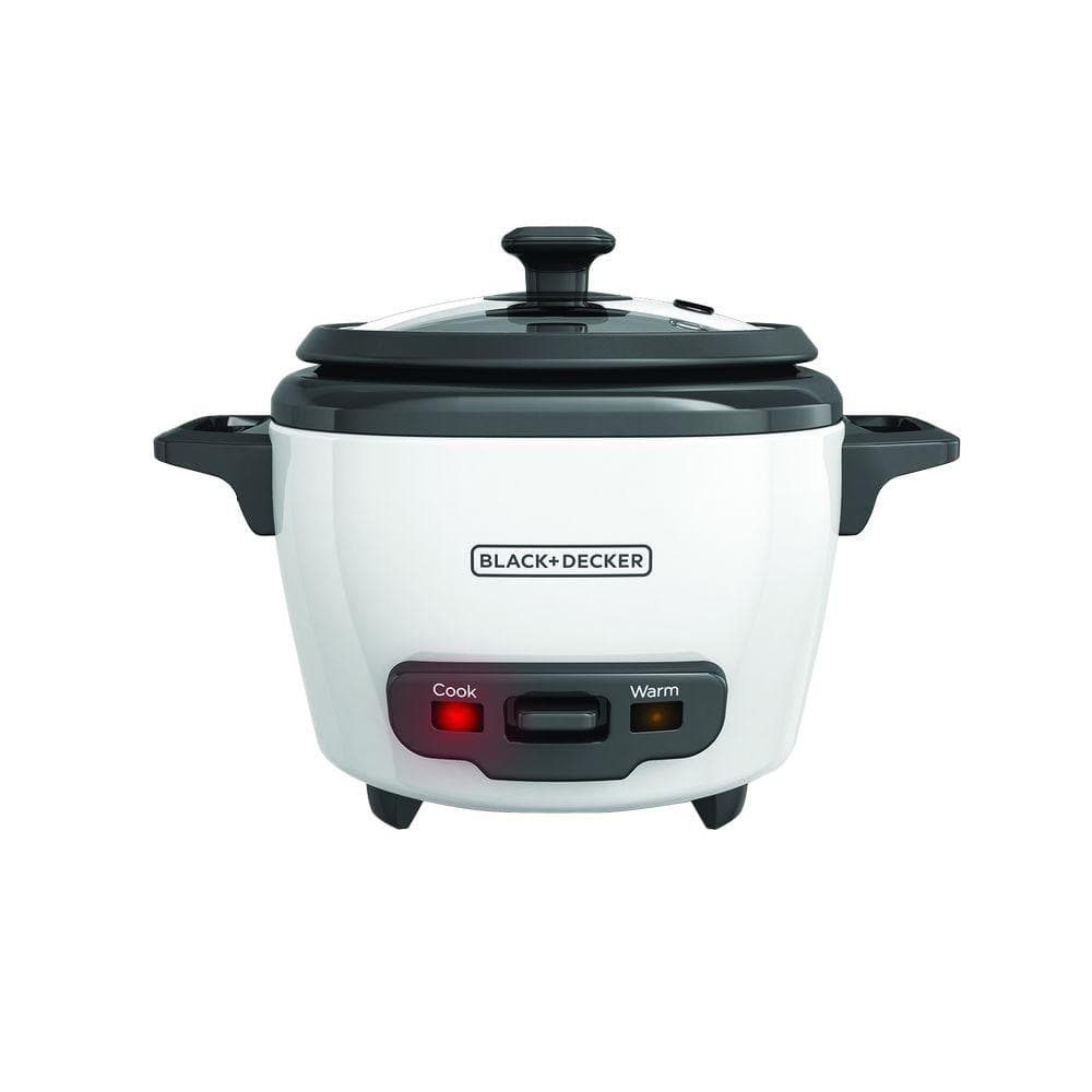 BLACK+DECKER 3-Cup Rice Cooker, RC503, 1.5-cup Uncooked Rice, Steaming Basket, Removable Non-Stick Bowl, One Touch