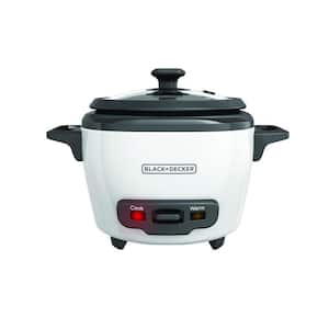 3-Cup White Rice Cooker with Steaming Basket and Non-Stick Pot