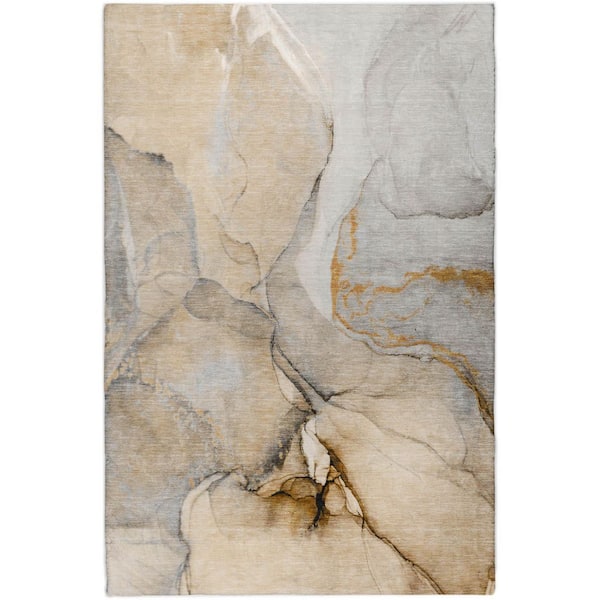 Dream Shag Premium Machine Washable Abstract ADS506 Beige 10 ft. x 14 ft. Area Rug