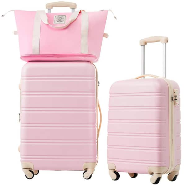 Merax 3-Piece Light Pink Expandable ABS Hardshell Spinner 20 in